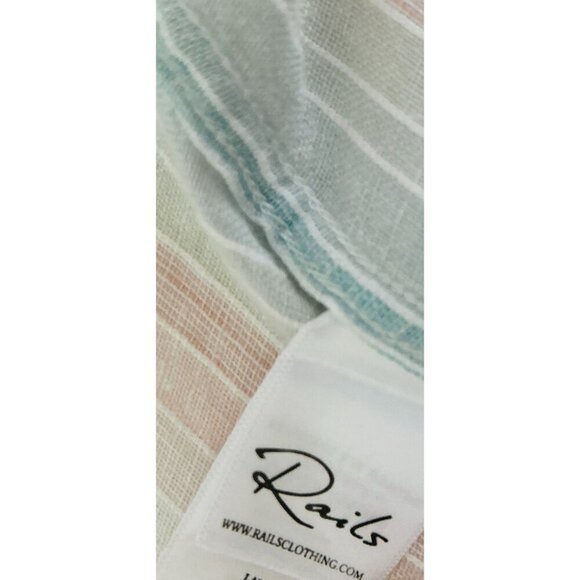 Rails Marbella Linen Blend Stripe Button Down Shirt Large - Picture 12 of 12